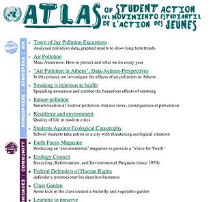 Atlas of Student Action for the Planet project list